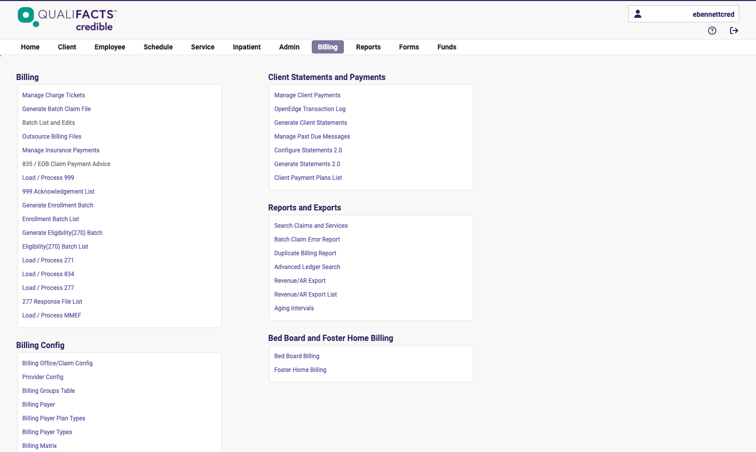 screenshot of Qualifacts Credible